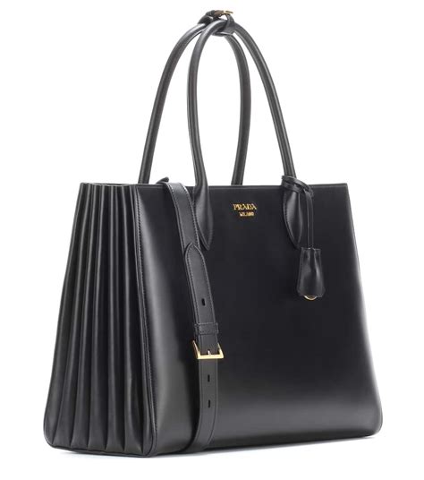 prada leather bibliotheque bag in black|Prada Leather Bibliothèque .